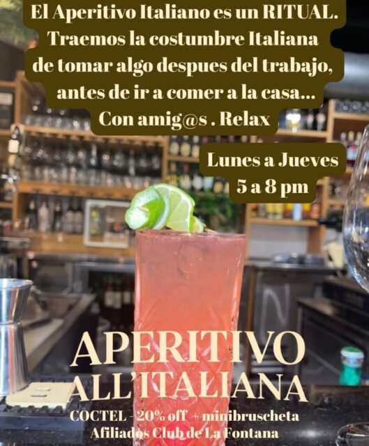 Despues del trabajo, que rico tomarnos un aperitivo... con un descuento y que ademas me regalen una picadita.... Afiliate a nuestro Club de La Fontana y recibe muchos beneficios.
En @lafontanatwb traemos el RITUAL italiano... Momento para relajarte , desconectarte y disfrutar una horita con amig@s ...o sol@.
Escribenos 3175135470
#aperitivoitaliano #aperitivotime #restauranteitalianoencartagena #bocagrande #cartagenadeíndias