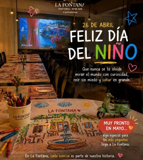 Hoy celebramos a los que ven el mundo con ojos curiosos… ✨
Y a los que nunca dejaron de hacerlo.

En La Fontana creemos que la magia está en compartir, reír y volver a ser niños ❤️

👀 Muy pronto… algo especial llega en Mayo para nuestros pequeños comensales.

@lafontanaristorante 

#diadelniño. #Cartagena
#bocagrande #restaurantescartagena